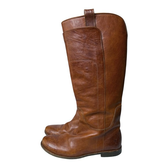 Frye Women’s 10 Paige Cognac Tall Riding Boots Wide Calf - Picture 3 of 16